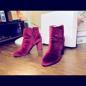 Velvet Burgundy heeled booties